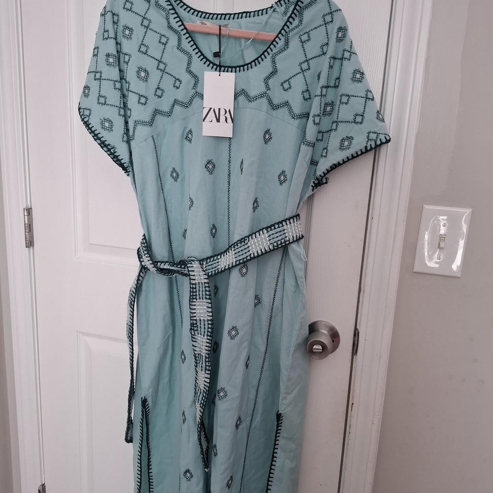 Zara Light Blue Patterned Dress